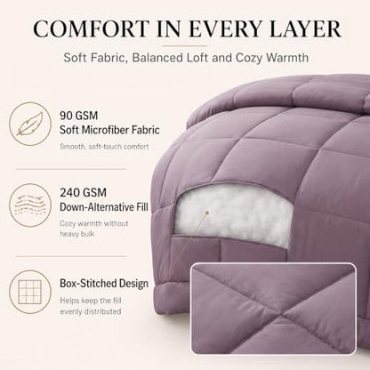 CozyLux Queen Comforter Set Dusty Purple - 7 Pieces Bed in a Bag