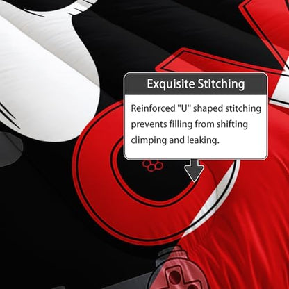Axolotl Gamer Comforter Set Full, 3Pcs Gaming Gamepad Bedding for Men, Games Console Bedding for Adults Room, Video Game Controller Room Decor Gaming Bed Set 1 Comforter with 2 Pillowcases, Black Red