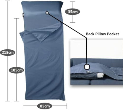 Frelaxy Sleeping Bag Liner, XL Travel Sheet for Camping, Hotels and Hostels