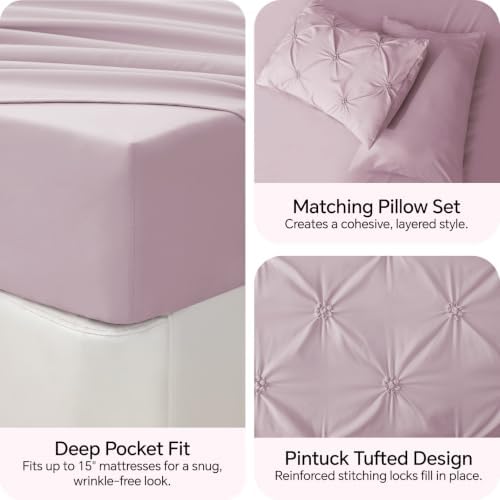 BEDELITE King Comforter Set Light Purple,Lightweight & Soft Comforter