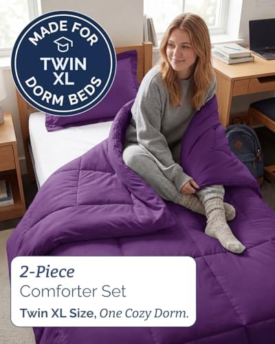 Twin XL Comforter Set - Purple Bedding for All Seasons - 2 Piece Bed Set