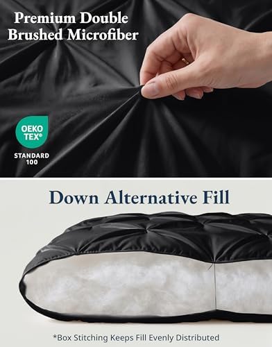 LANE LINEN 7 Piece Full Black Comforter Microfiber Down Alternative