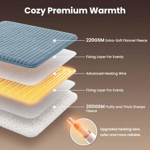 Homemate Electric Heated Heating Blanket King Size 100"x90" Dual Control