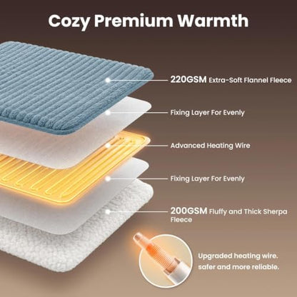 Homemate Electric Heated Heating Blanket King Size 100"x90" Dual Control