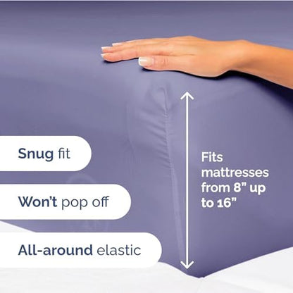 Split King Size 5 Piece Sheet Set - Soft & Cooling Sheets - French Violet