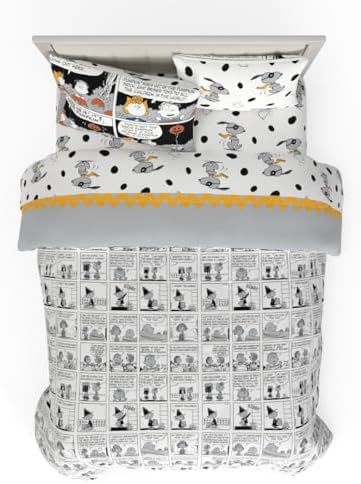 Peanuts Halloween Queen Bed Set – Super Soft & Cozy 5 Piece Reversible Comforter and Sheet Set Featuring Snoopy & Charlie Brown, (Official Peanuts® Product) by Franco