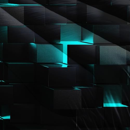 Nttopship Neon Turquoise Black Comforter Set King Geometric Kids Bedding Set,3 PCS Geometry Honeycomb Bed Set Modern Quilt Set 1 Comforter 2 Pillow Cases Cool Room Decor All Season B-Side Black