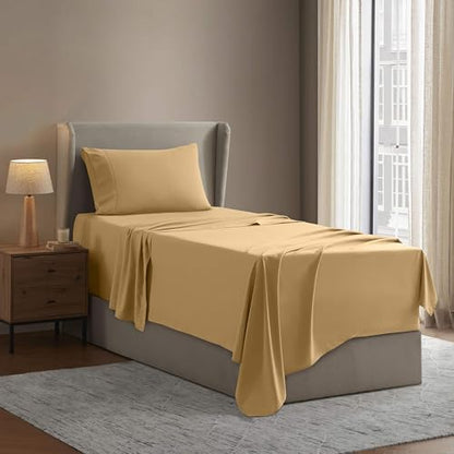 Nestl Twin XL Sheet Set - Bed Sheets - Camel Gold - 3-Piece Deep Pocket