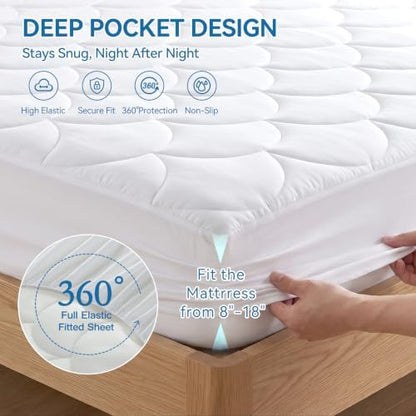 Cooling Mattress Pad Twin, Breathable Quilted Fitted Mattress Protector
