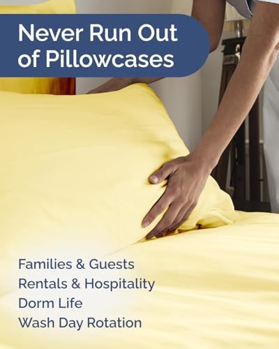King Pillow Cases Set of 10 - Ultra Soft Cozy Pillowcase Covers - Yellow