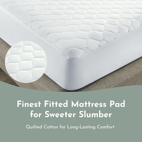 100% Cotton Organic Mattress Protector | Breathable & Noiseless Quilted Organic Mattress Pad with Premium 300GSM Durability | Machine Washable Bed Protector with Deep Pocket (White, Twin)