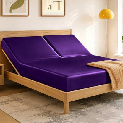 RUDONG M Split Top King Fitted Sheet Only for Adjustable Beds, Purple