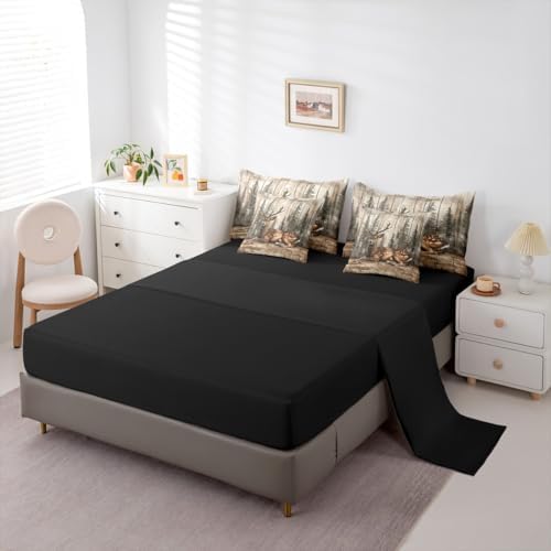 Erosebridal Jungle Deer Twin Comforter Set with Sheets 7 Piece Wild Animal Hunting Bed in A Bag Rustic Farmhouse Cabin Bedding Sets for Women Men Vintage Country Forest Wildlife Bed Set