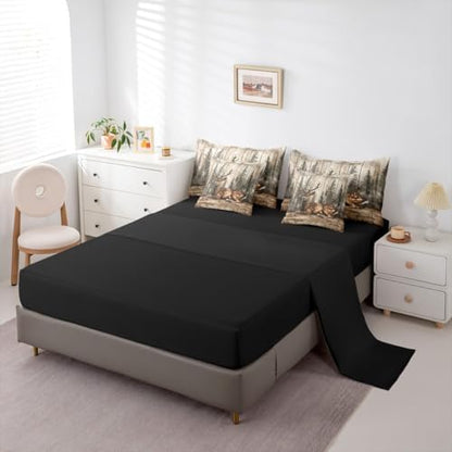 Erosebridal Jungle Deer Twin Comforter Set with Sheets 7 Piece Wild Animal Hunting Bed in A Bag Rustic Farmhouse Cabin Bedding Sets for Women Men Vintage Country Forest Wildlife Bed Set
