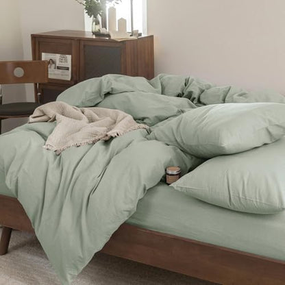 FOSSA Duvet Cover Set 100% Washed Cotton Linen Feel Oversized King Plus