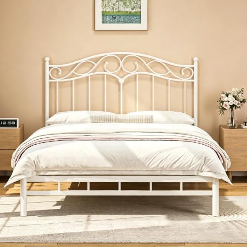Queen Size Headboard Only, Vintage Metal Headboard for Queen Bed White