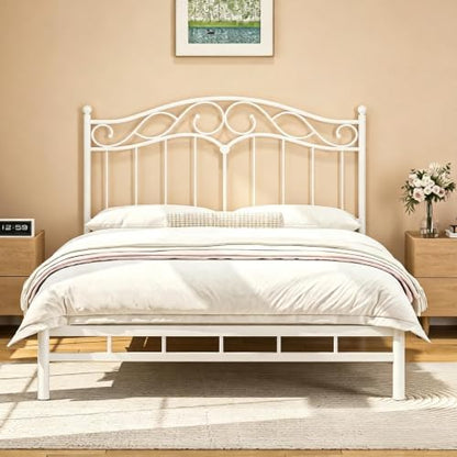 Queen Size Headboard Only, Vintage Metal Headboard for Queen Bed White