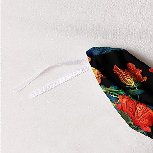 Black Floral Duvet Cover Set Twin Size Comforter Cover Sets 68"x90" 3 Pieces Bedding Soft Lightweight Flower Bed Set