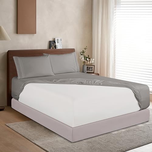 Elegant Comfort 1500 Premium Hotel Quality 18-24 Inches Deep - Extra Deep Pocket Single Fitted Sheet for High Mattress, Luxury and Softest, Smart Pocket - Wrinkle Free, Full, Gray