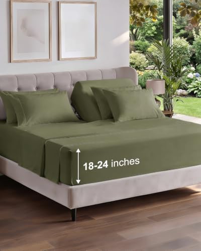 Extra Deep Flex Top Split Head King Sheet Set - 6pc Sheets - Sage Green