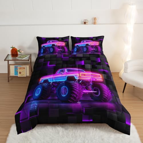 HOSIMA Truck Twin Comforter,Extreme Sports Bedding with 2 Pillowcases.