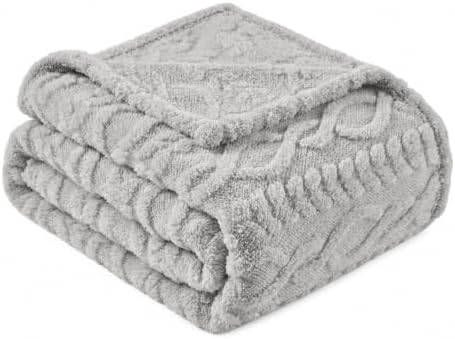 Grey Throw Blanket - Soft & Fluffy Fleece, Cute & Aesthetic, Perfect for Sofa, Couch, Chair, Bed, Living Room & Bedroom, All-Season Use, Plush & Cozy Decorative 50x60 Inch Blanket