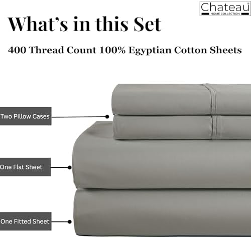 California King Size Sheets Set with Fitted Sheet & Pillowcase Sets -Silver