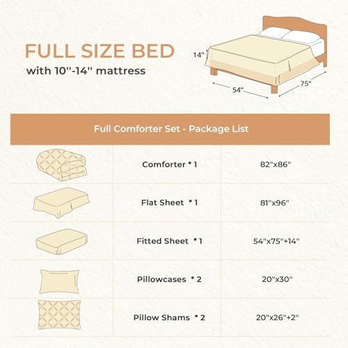 Sasttie Full Size Comforter Set, 7-Piece Bed in a Bag, Pintuck Bedding Set for All Season, Includes Comforter, Flat Sheet, Fitted Sheet, Pillowcases and Pillowshams, Light Sage Green