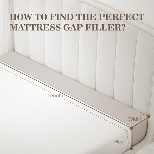 DEEPSHARK Bed Gap Filler for Headboard,Space Filler Between Bed and Wall Side,High-Density Sponge, Removable and Washable Cover（Beige-King-78 * 8 * 6in）
