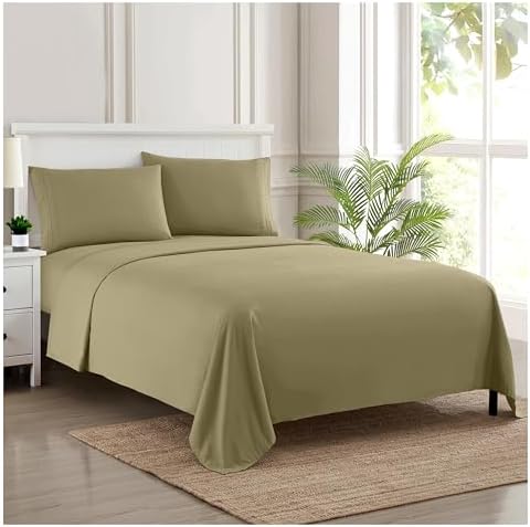 Twin Sheets - Breathable Luxury Sheets with Full Elastic & Secure Corner Straps Built In - 1800 Supreme Collection Extra Soft Deep Pocket Bedding Set, Sheet Set, Twin, Sage