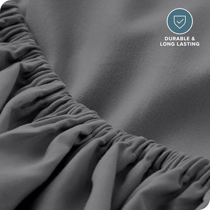 Bare Home Twin XL Fitted Sheet - 1800 Ultra-Soft (Twin XL, Grey)