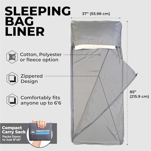 Sleeping Bag Liner - Adult Sleep Sack & Travel Sheets for Hotel - Travel Sleep Sack, Camping Sleeping Bag Liners for Cold Weather