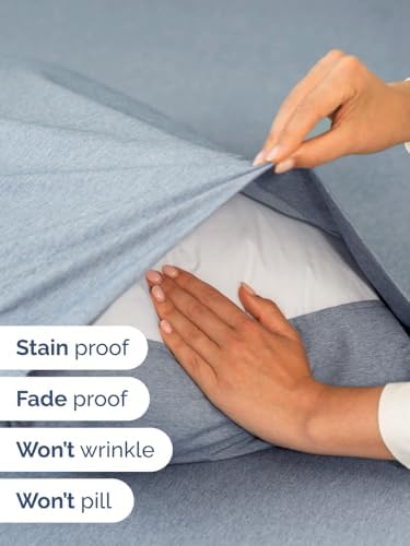 Extra Deep Twin Sheet Set - 3 Piece Breathable & Cooling - Heathered Blue