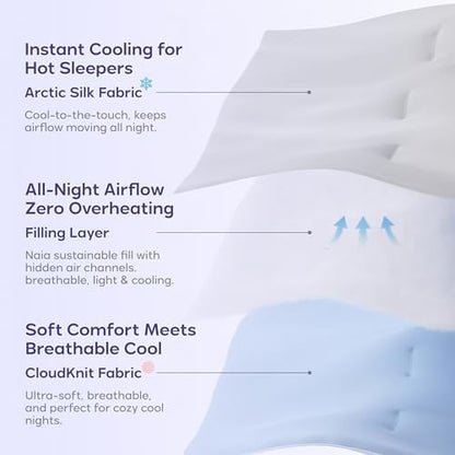 Mellow Cloud Cold Cooling Comforter for Hot Sleepers, Built-in Duvet