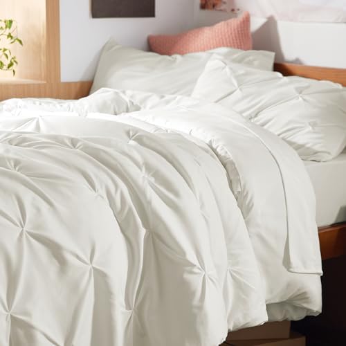 Bedsure Twin XL Comforter Set & Sheet Set, 5-Piece Ivory Bed in a Bag