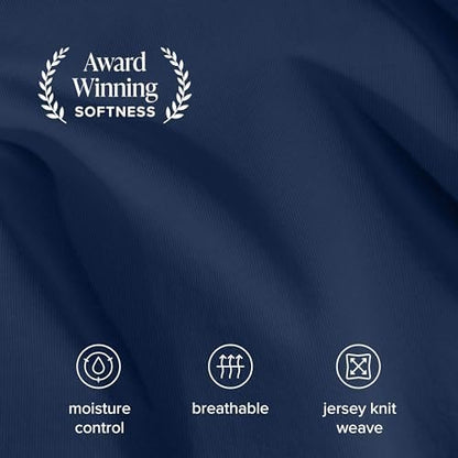 Bare Home 100% Organic Cotton Jersey Sheet Set (Full, Dark Blue)