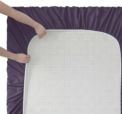 Clara Clark Full Sheets, 6 Piece Set - Hotel Luxury Bed Sheets, Super Soft Bedding Set, Full Size, Eggplant Purple