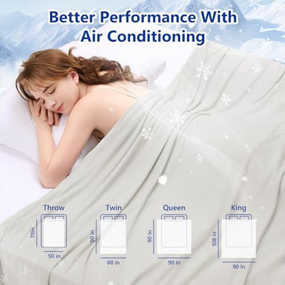 TOPCEE Cooling Blanket(60"x90"Twin Size)for Night Sweats Absorbs Heat to Keep Adults, Children Cool on Warm Nights, Q-Max 0.5 Cooling blankets for Hot Sleepers, Ultra-Cool Lightweight Blanket for Bed