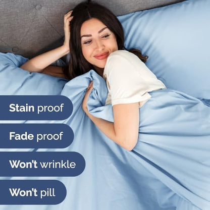 Flex Top Split Head King 4 Piece Sheet Set - Soft & Breathable - Light Blue