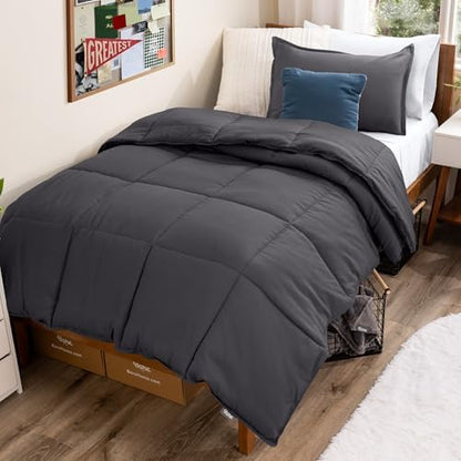 Bare Home Comforter Set - 1800 Ultra Soft (Twin/Twin XL, Forged Iron Grey)