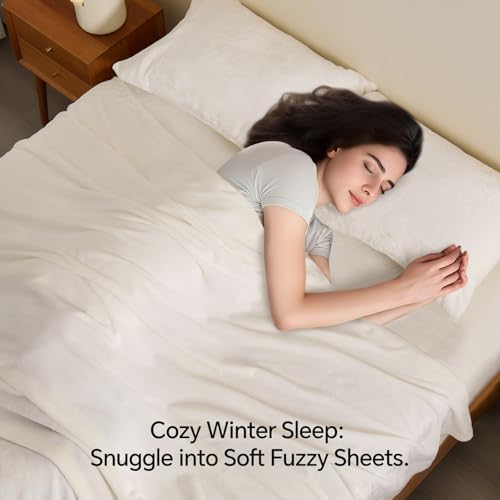 BEDELITE Flannel Sheets Full Size, White, 4 Pieces