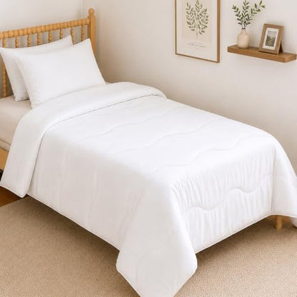 MEELUS Lightweight Comforter Cooling White, All Season Duvet Insert