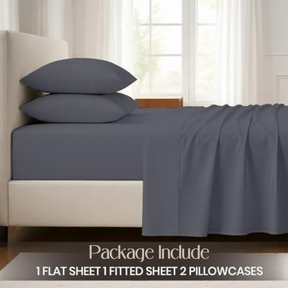 SGI bedding 100% Egyptian Cotton Sheets Queen Size – Cooling Sheets, Soft Breathable Dark Grey Bedding, Luxury Bedding, Luxury Hotel Sheet Set, Deep Pocket 16", 4 Piece Set