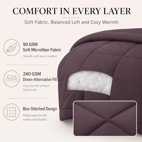 CozyLux Full Size Comforter Sets Cocoa Powder - 7 Pieces Bed in a Bag