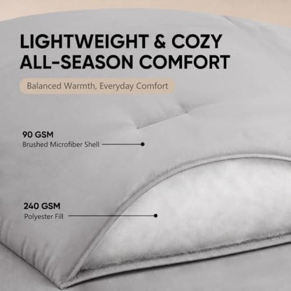 HIMEET Full Comforter Set, 7-Piece Point-Quilted Bed in a Bag, French Grey