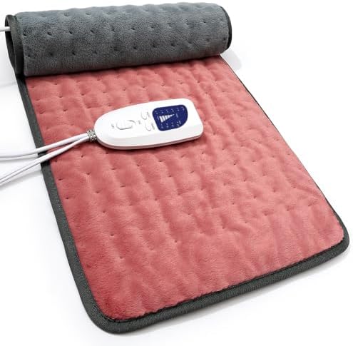 Heating Pad Electric Heat Pad, Hot Heated Pad,Multiple Temp and Timer Settings,Suitable for Shoulders, Neck, arms, Abdomen, Back, Legs, etc (Dusty Rose, 24"X12")