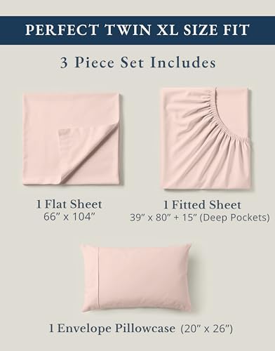 LANE LINEN Twin XL Sheet Set 100% Organic Cotton Percale Soft - Sepia Rose