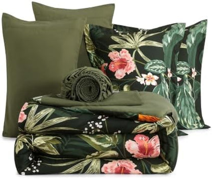 Full Size Comforter Sets - 7 Pieces Floral Bed in a Bag Full Bedding Set