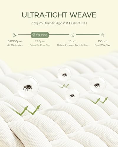 FAUNNA 100% Cotton Duvet Cover Dust Mite Bed Bug Comforter Protector, Queen