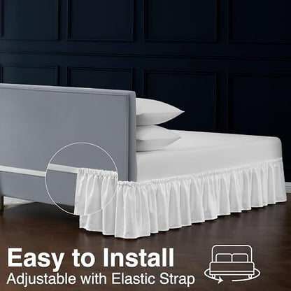 Casual Living Queen Bed Skirt, Ruffled Wrap-Around, 15" Drop, White